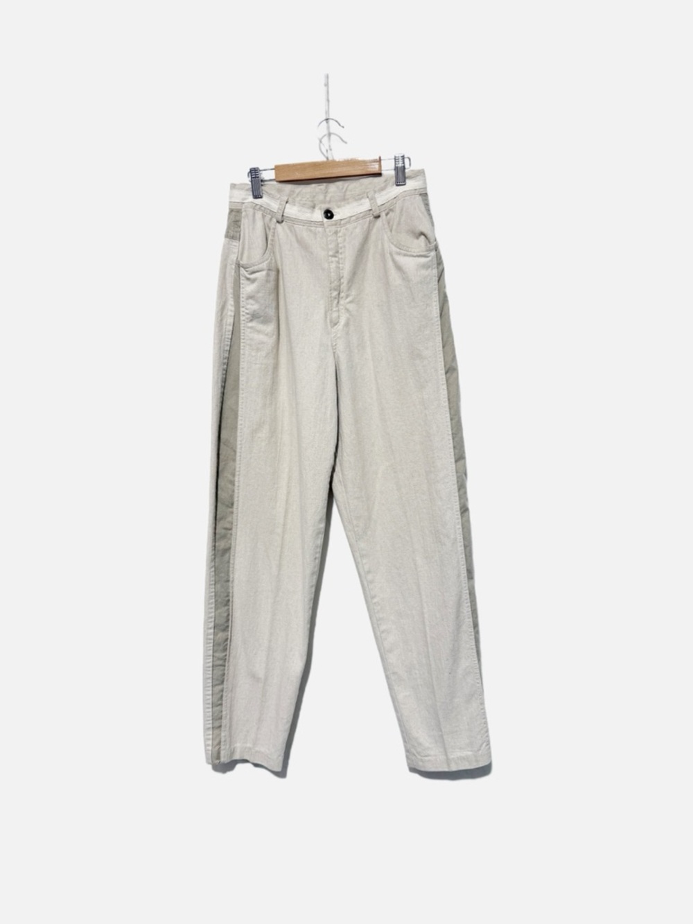 Jou Jou Vintage 90s Tan Cotton Linen Blend Pants Tapered Barrel Leg Size 11/12
